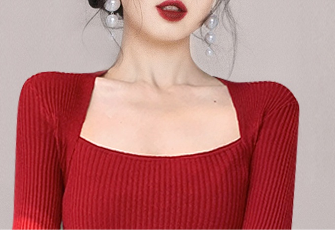 Square collar sweater elegant waistcoat for women