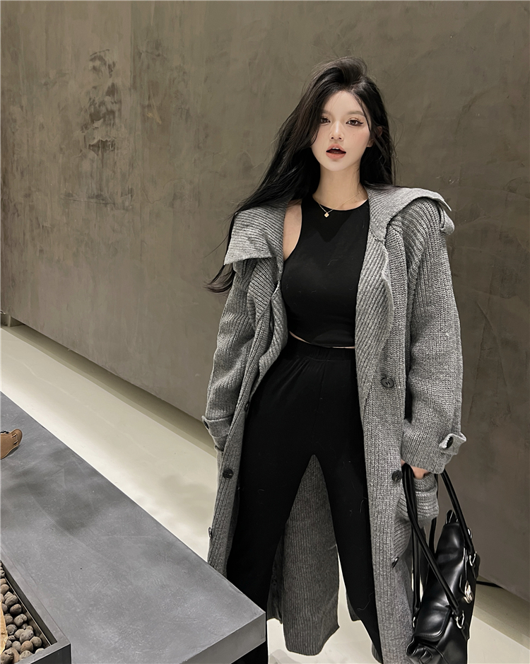Knitted long coat loose autumn and winter overcoat