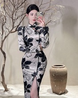 Long long sleeve cheongsam package hip dress for women