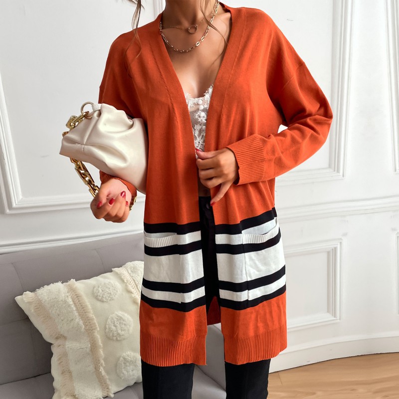 European style sweater mixed colors cardigan for women