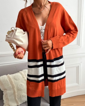 European style sweater mixed colors cardigan for women