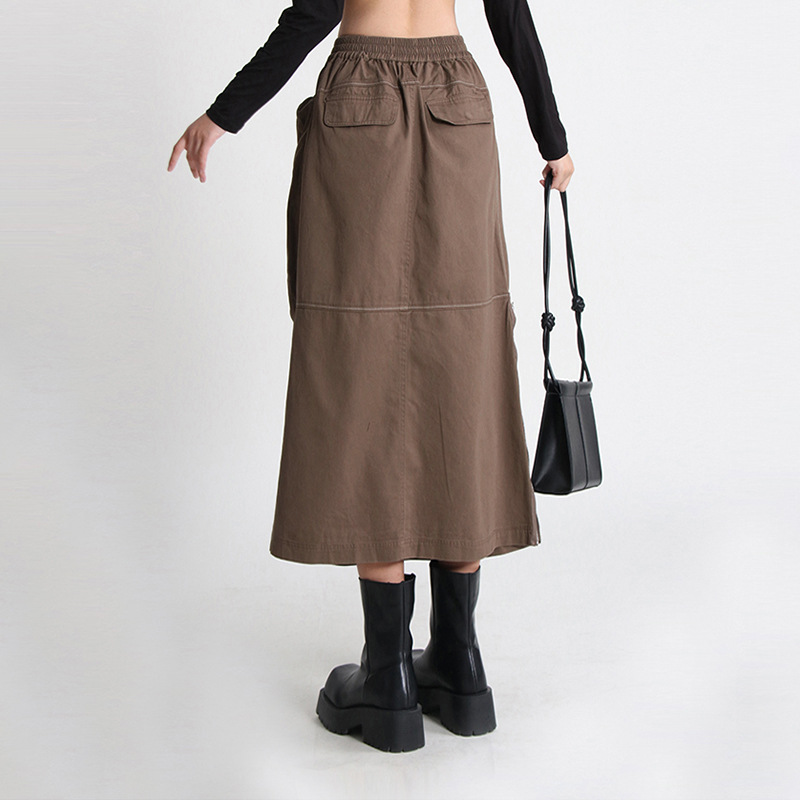 Autumn high waist work clothing zip long dress