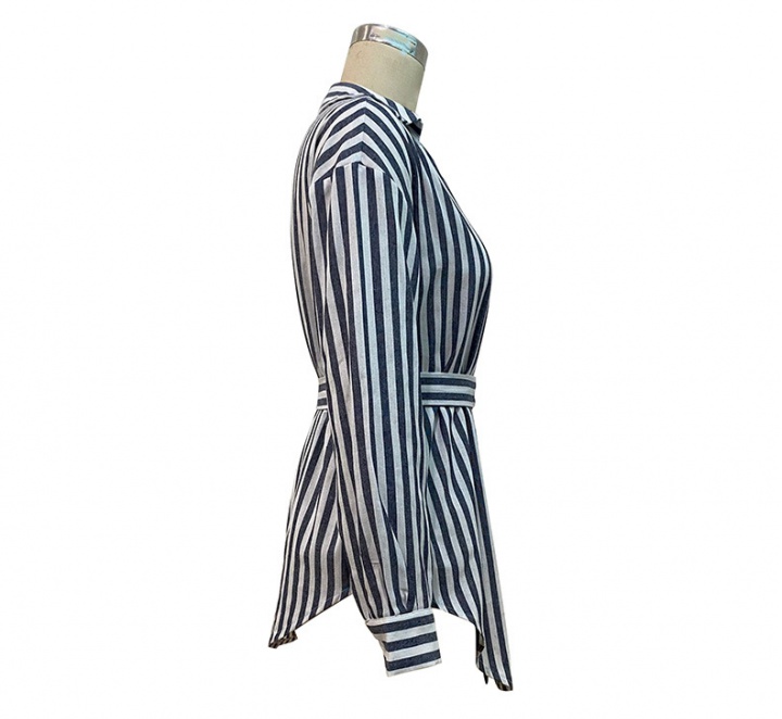 Autumn European style stripe long shirt for women