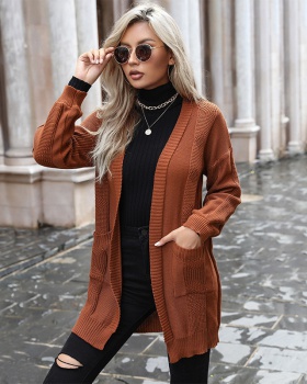 Long fashion sweater knitted Casual cardigan for women
