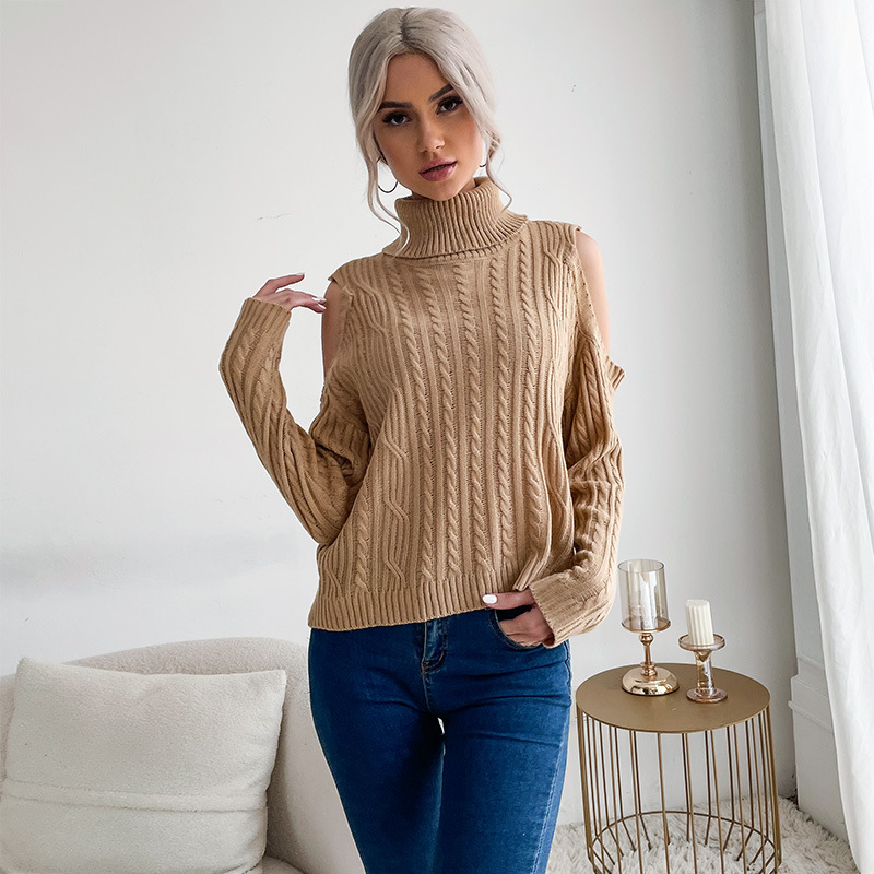 Twist long sleeve bottoming high collar sweater for women