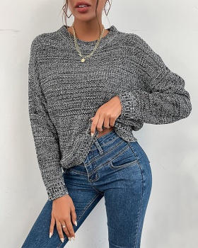 Black fashion European style long sleeve sweater for women
