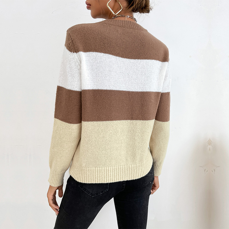European style mixed colors Casual autumn sweater for women