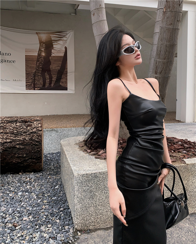 Sexy package hip long dress slim sling dress