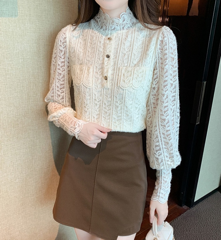 Winter all-match small shirt thick lace shirts for women