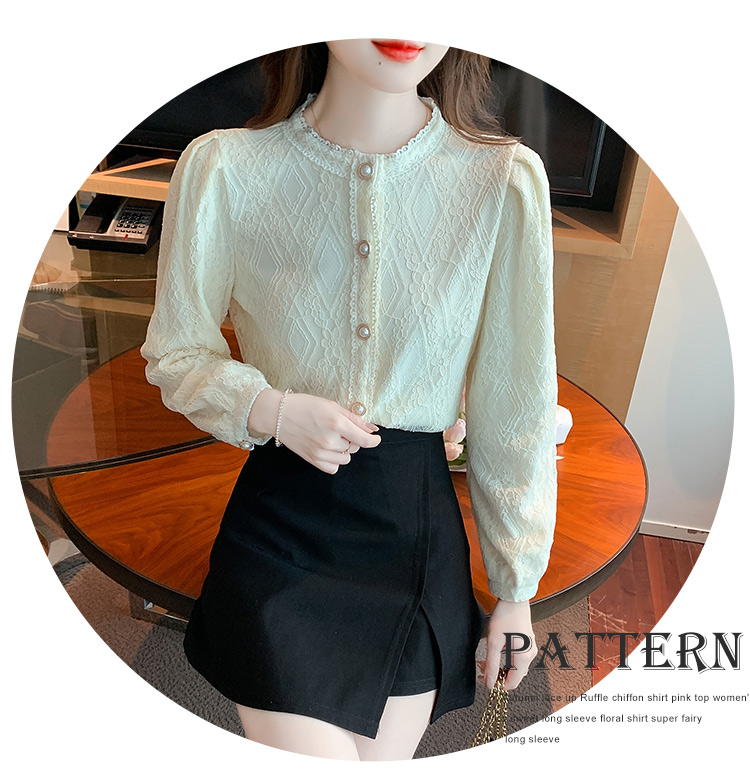 Lace thick small shirt France style tops for women