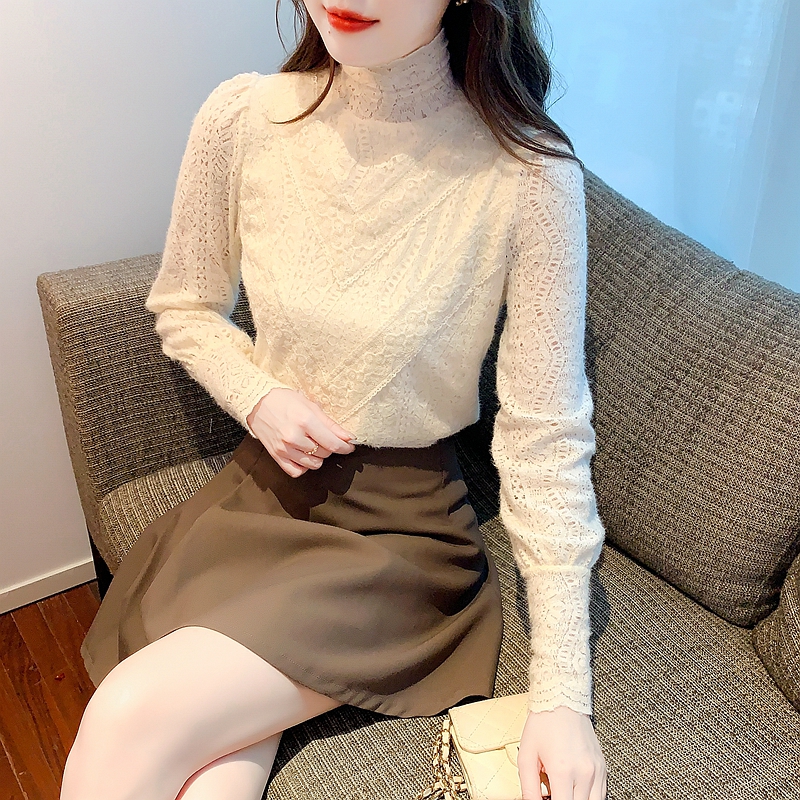 Bottoming court style shirts thick lace tops for women