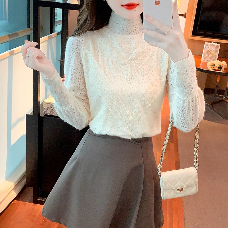 Bottoming court style shirts thick lace tops for women