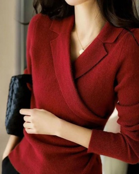 France style crimp simple slim knitted pullover business suit