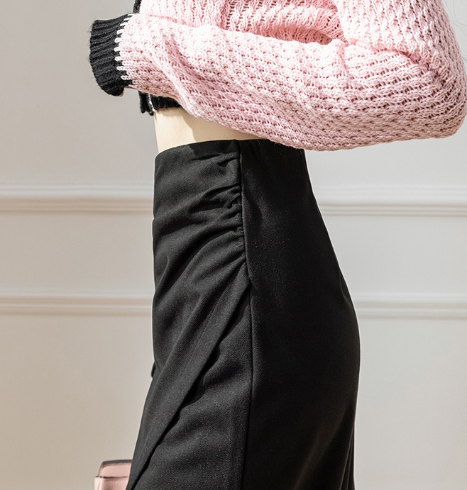 Long woolen long skirt high waist skirt for women