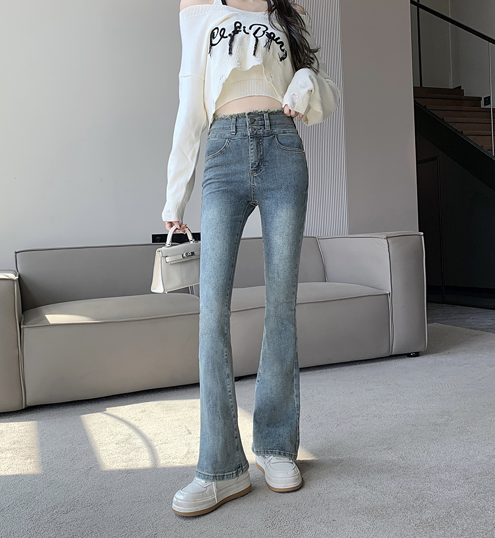 Mopping burr jeans autumn elasticity flare pants