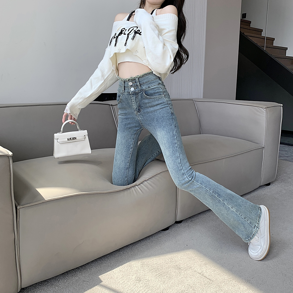 Mopping burr jeans autumn elasticity flare pants