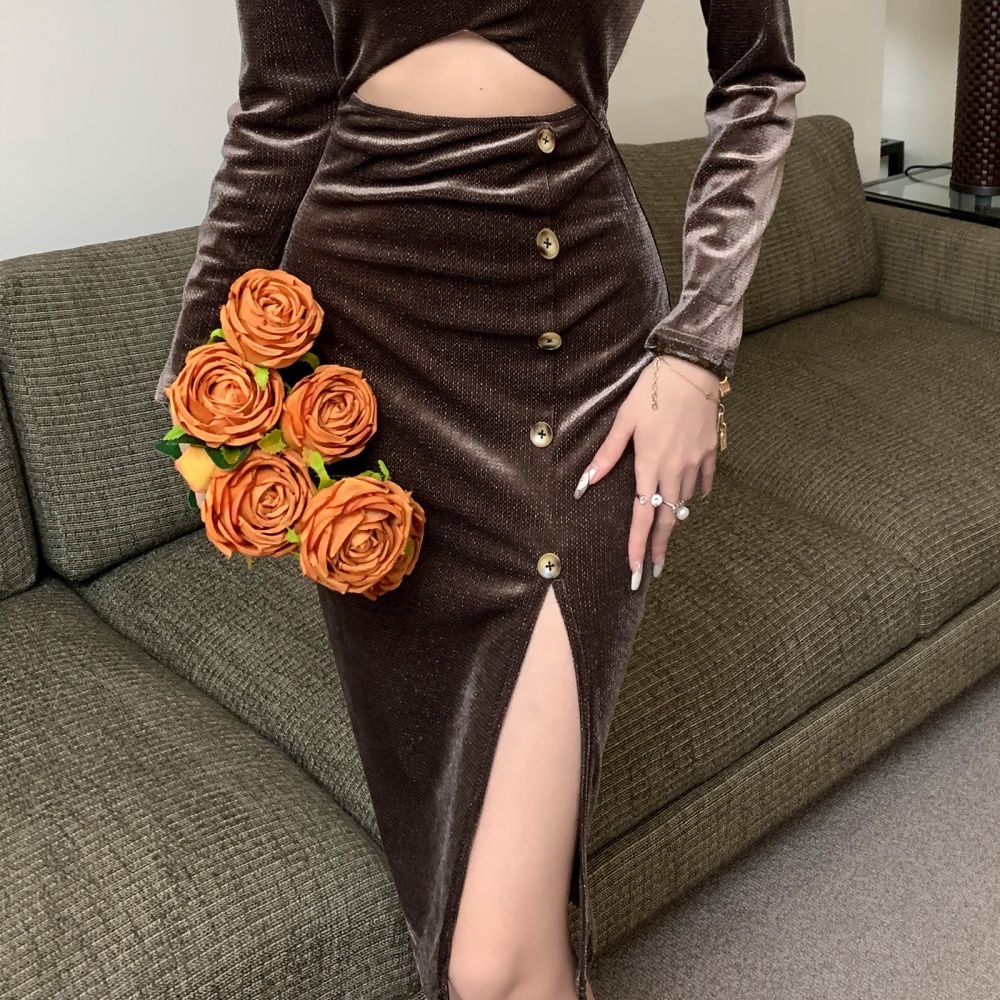 Package hip liangsi dress autumn split formal dress