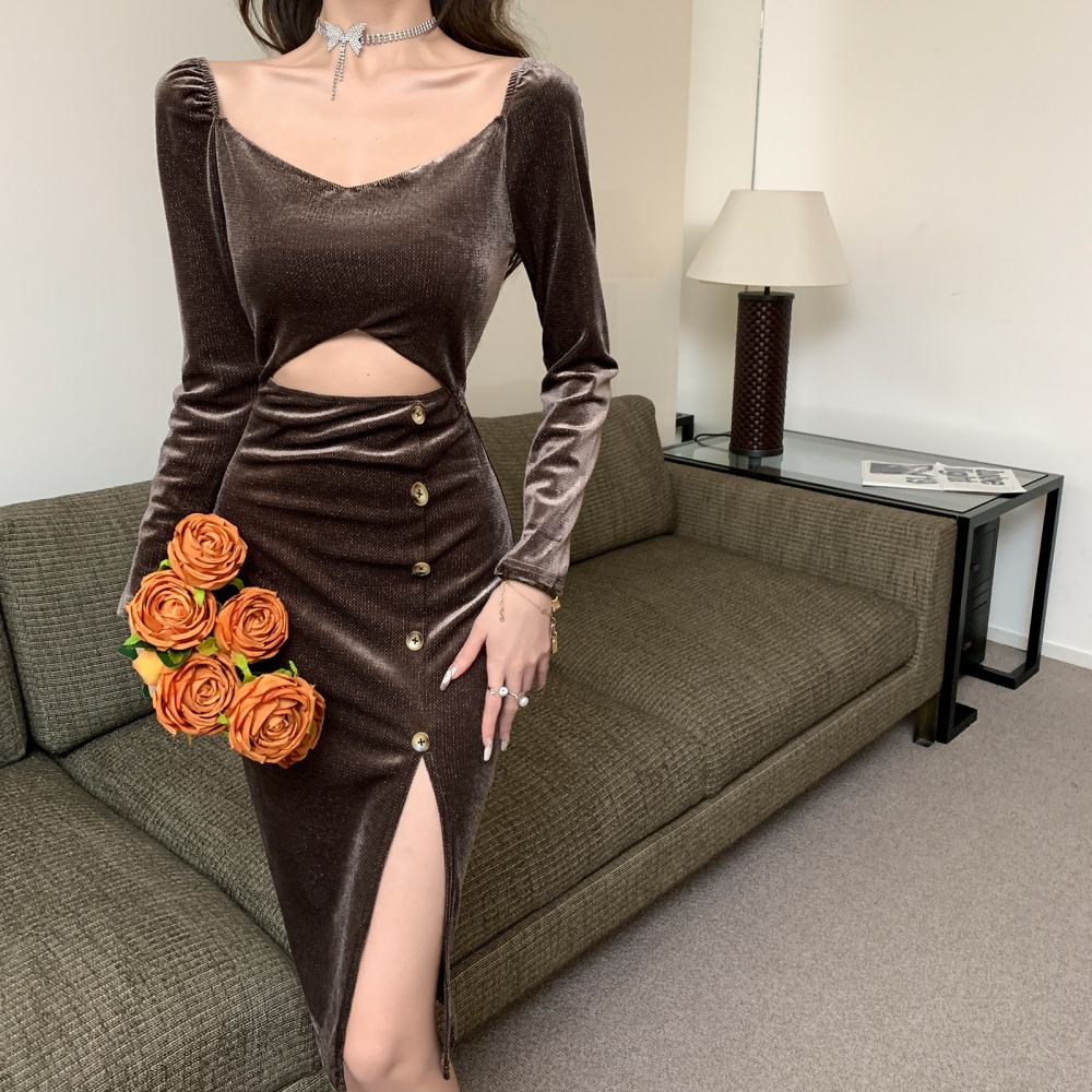 Package hip liangsi dress autumn split formal dress