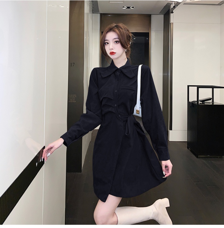 Irregular autumn and winter dress bandage shirt