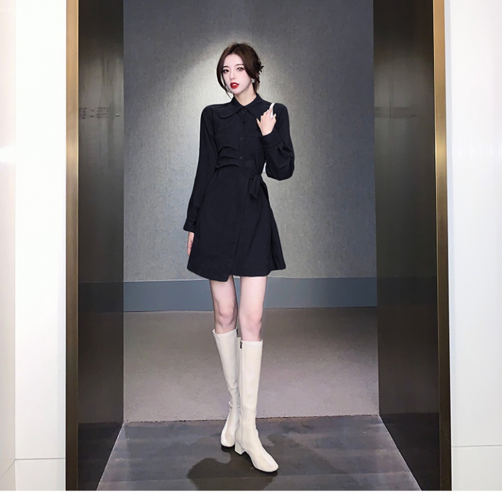 Irregular autumn and winter dress bandage shirt