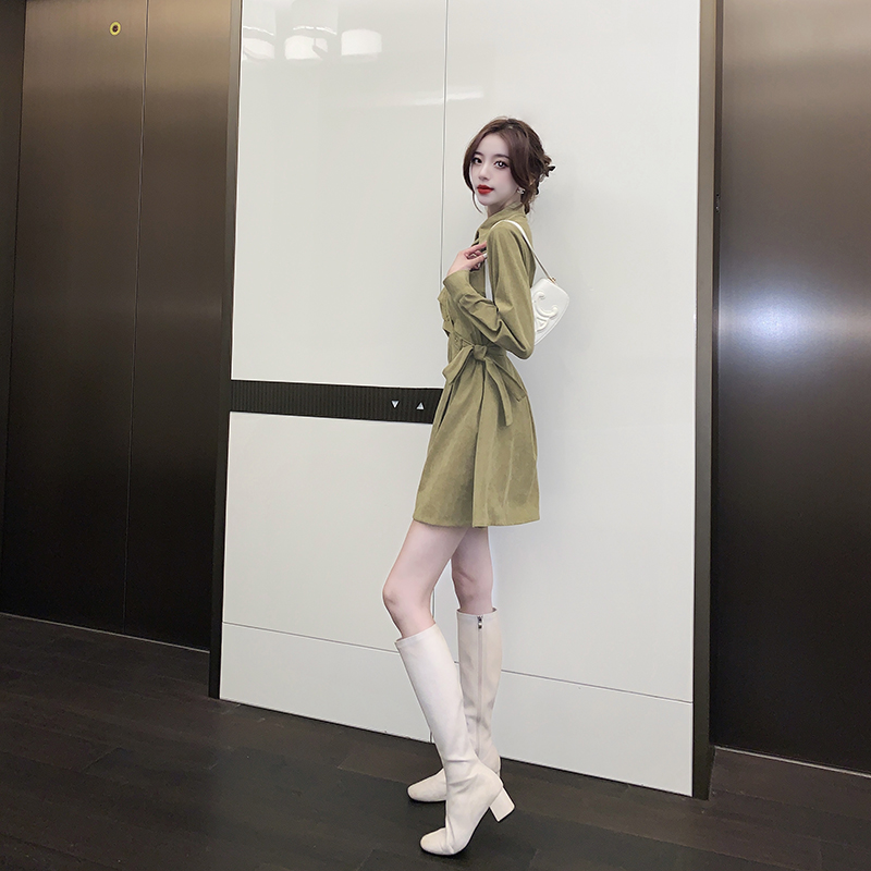 Irregular autumn and winter dress bandage shirt