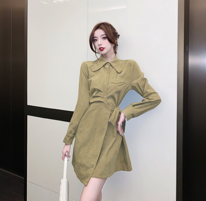 Irregular autumn and winter dress bandage shirt