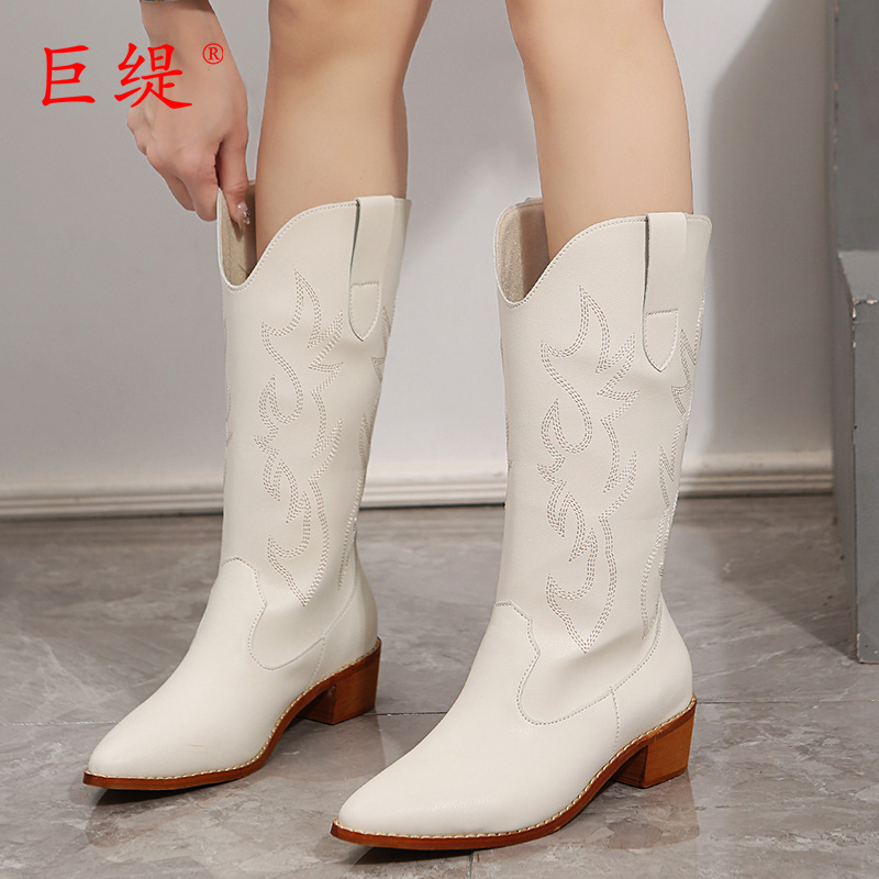Winter pointed European style large yard thigh boots for women
