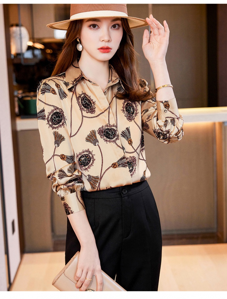 Autumn long sleeve satin shirt 2pcs set for women