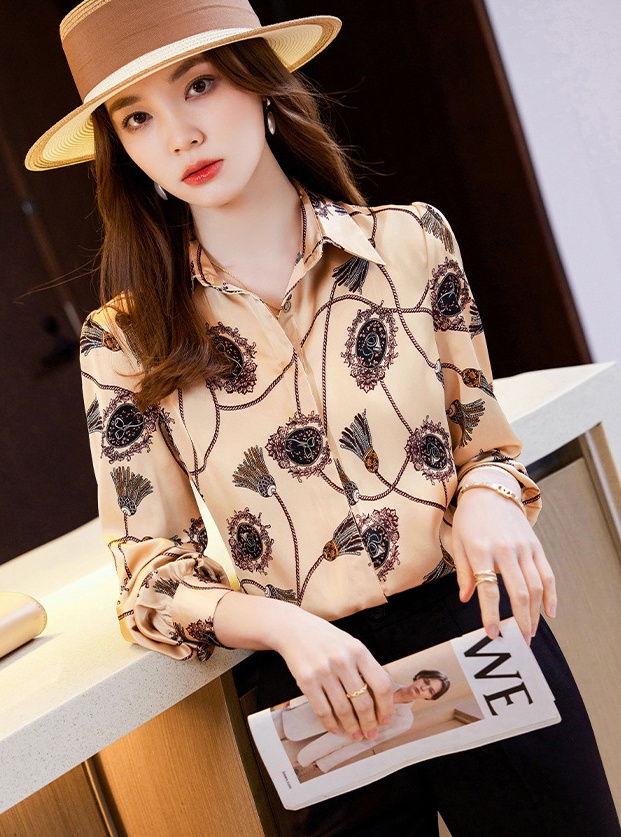 Autumn long sleeve satin shirt 2pcs set for women