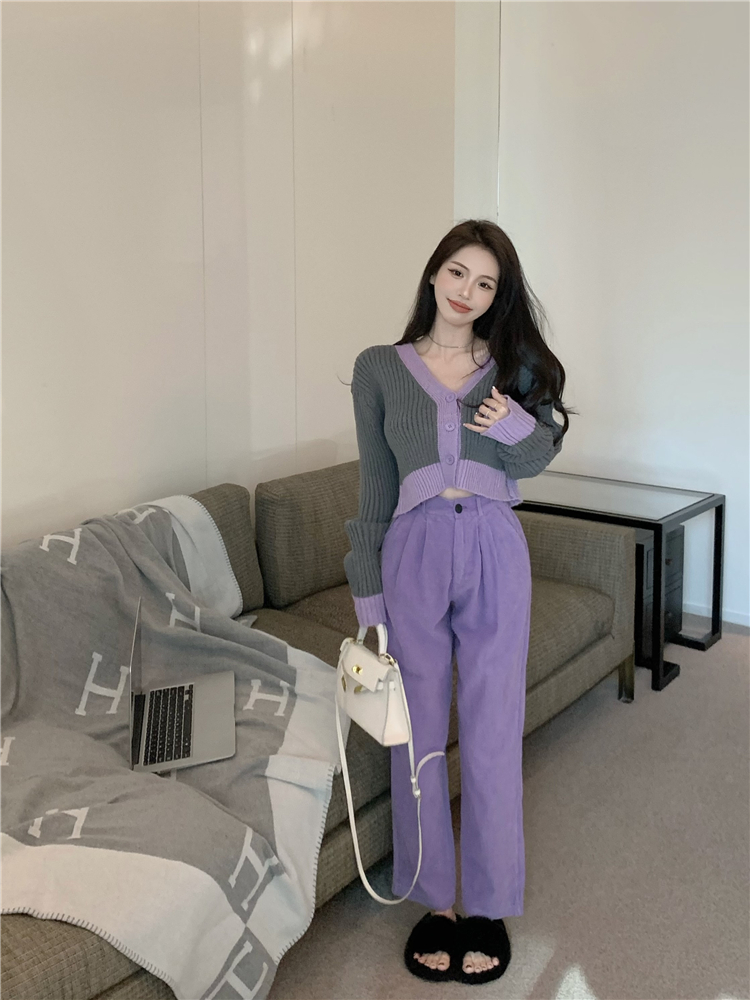 Drape high waist casual pants mixed colors business suit