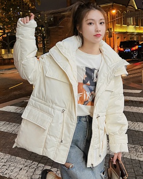 Drawstring all-match Casual fat cotton coat for women
