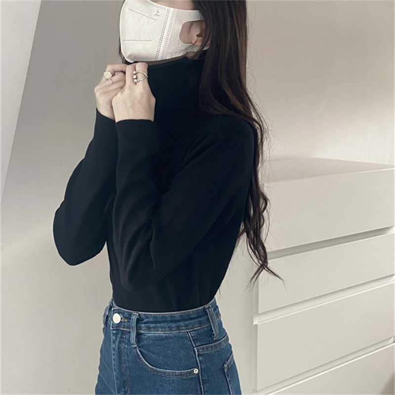 Black sweater autumn and winter bottoming shirt for women