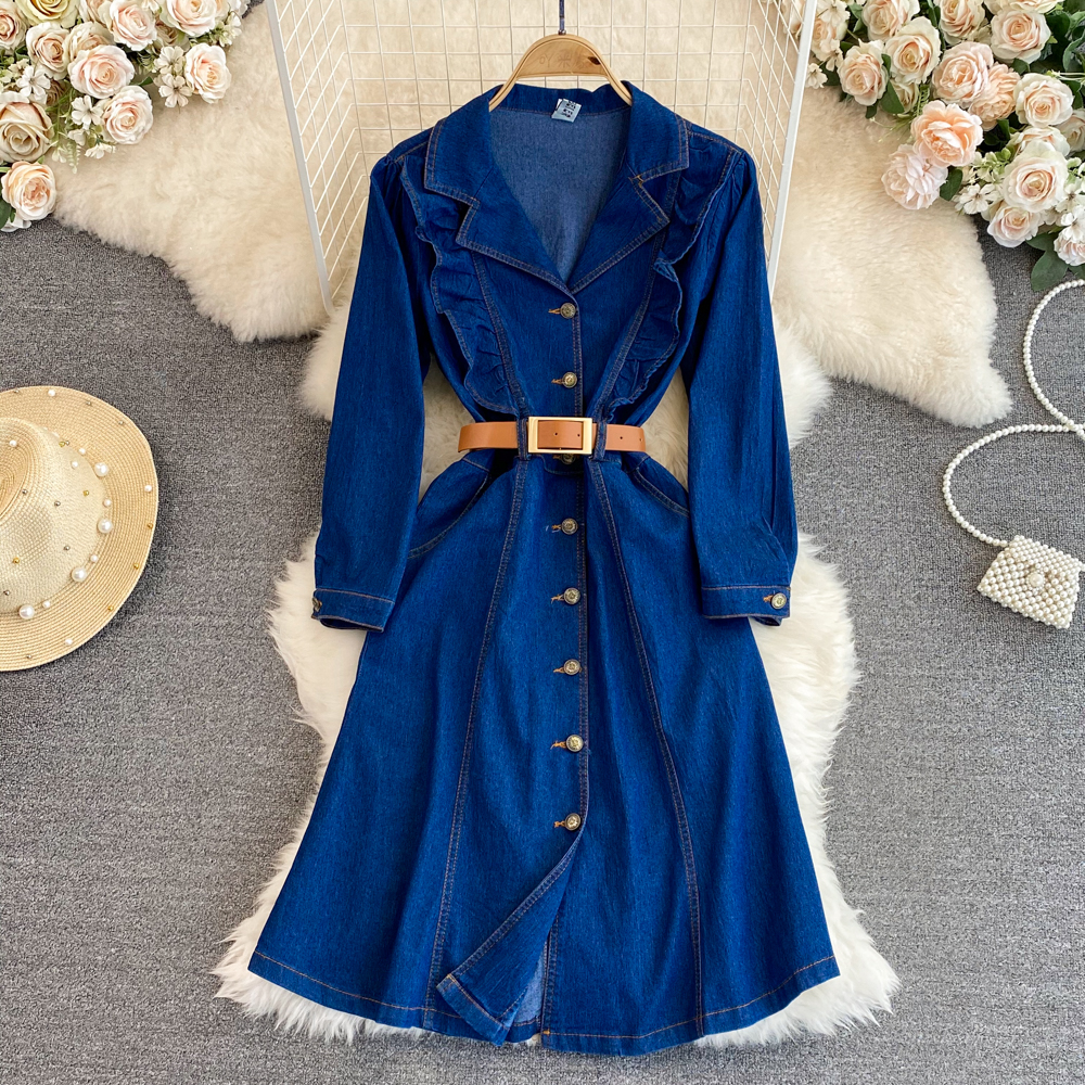 Single-breasted long sleeve business suit retro dress