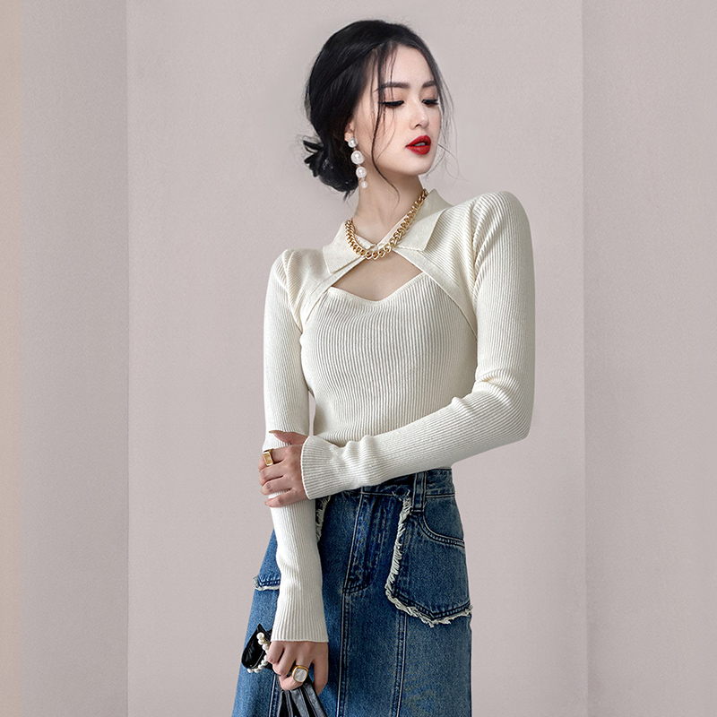 Fashion all-match sweater elegant long sleeve tops for women