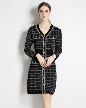 Fashion and elegant ladies knitted slim France style dress