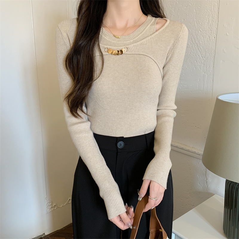 Long sleeve knitted bottoming shirt unique sweater