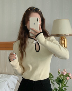 Long sleeve hollow T-shirt knitted bottoming shirt