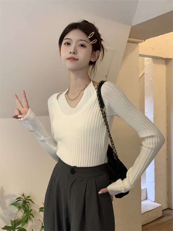 Halter unique tops knitted bottoming shirt