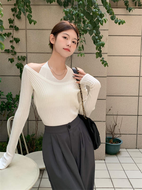 Halter unique tops knitted bottoming shirt