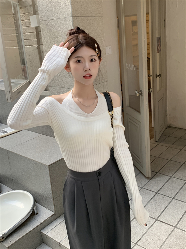 Halter unique tops knitted bottoming shirt