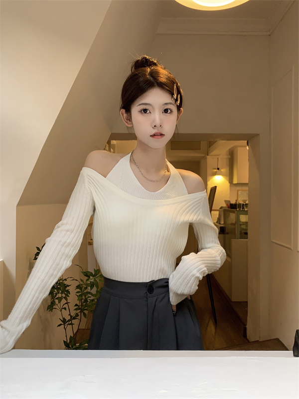 Halter unique tops knitted bottoming shirt