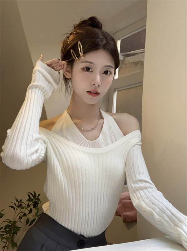 Halter unique tops knitted bottoming shirt