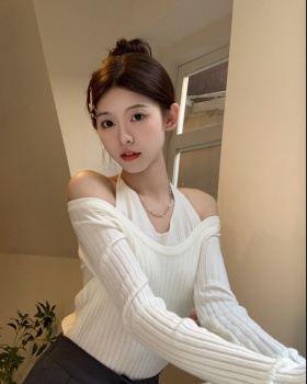 Halter unique tops knitted bottoming shirt