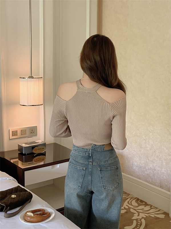 Unique cross bottoming shirt knitted long sleeve sweater