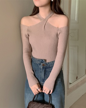 Unique cross bottoming shirt knitted long sleeve sweater