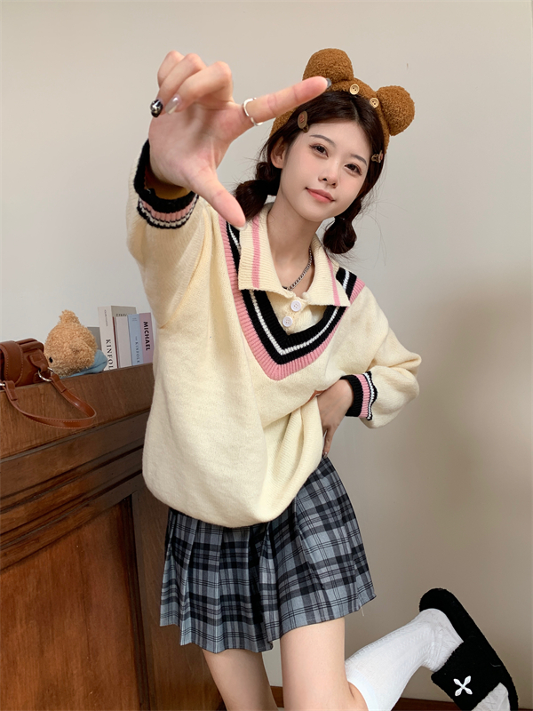 Autumn and winter multilayer collar knitted sweater