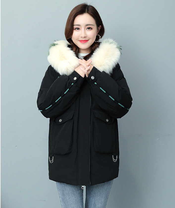 Winter white down coat fox fur collar coat for women
