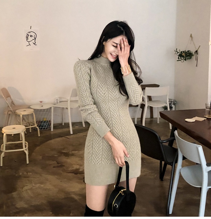 Package hip slim dress pinched waist sweater