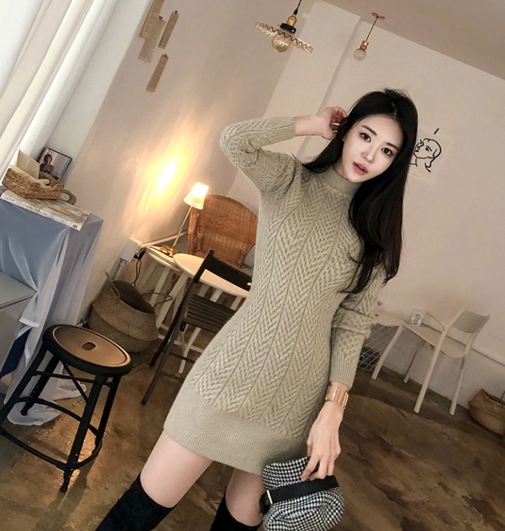 Package hip slim dress pinched waist sweater