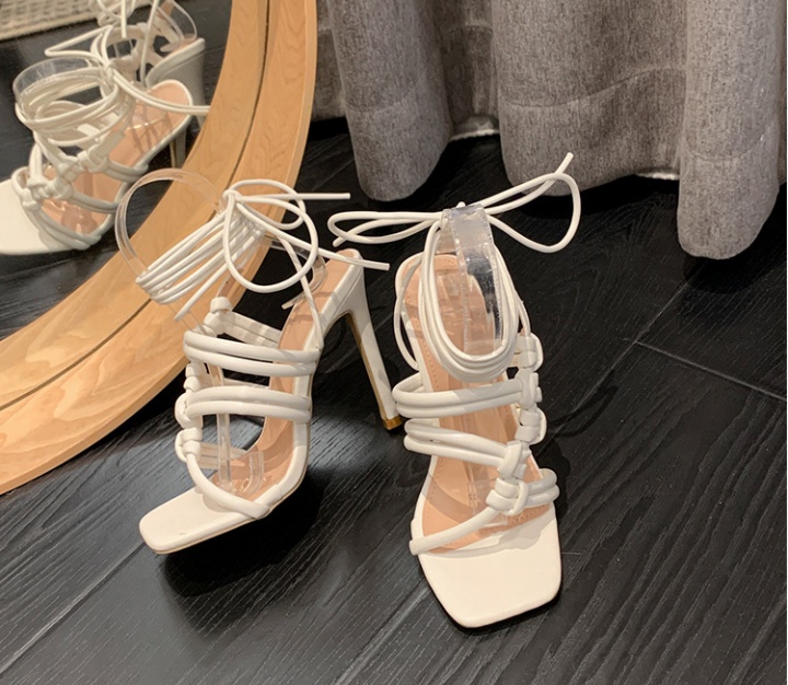 Rhinestone bandage sandals high-heeled high-heeled shoes for women